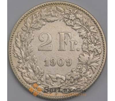Монета Швейцария 2 франка 1909 КМ21 XF арт. 40507