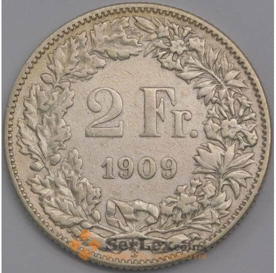Швейцария 2 франка 1909 КМ21 XF арт. 40507