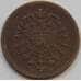 Монета Германия 1 пфенниг 1887 D КМ1 XF (J05.19) арт. 15033