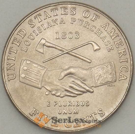 США 5 центов 2004 D КМ360 UNC Приобретение Луизианы (J05.19) арт. 17803