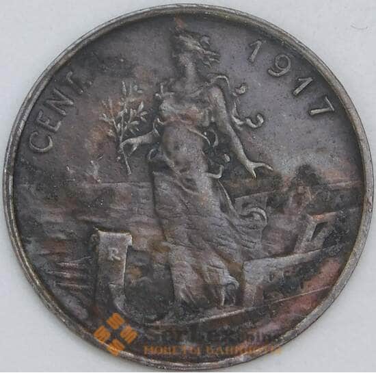 Италия 1 чентезимо 1917 КМ40 F арт. 56607