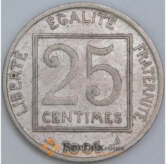 Франция 25 сантим 1903 КМ855 VF  арт. 39171