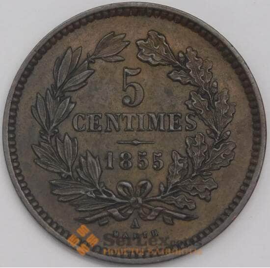 Люксембург монета 5 сантимов 1855 КМ22 XF арт. 42791