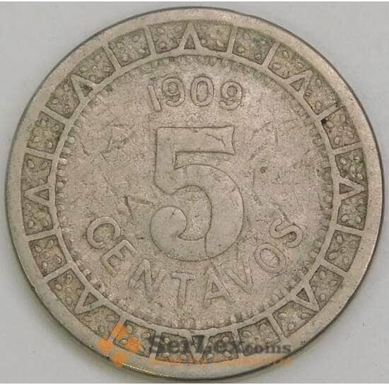 Мексика 5 сентаво 1909 КМ421 F арт. 56374