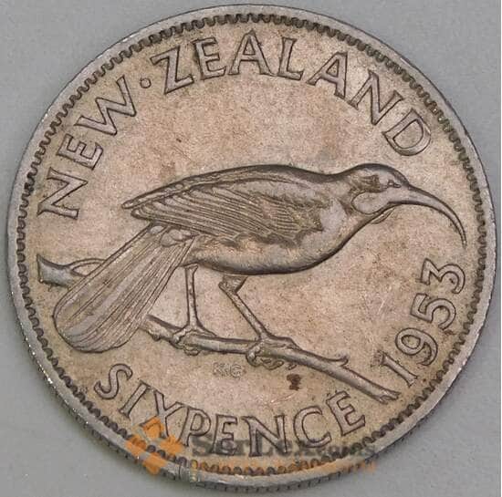Новая Зеландия 6 пенсов 1953 КМ26.1 VF арт. 55019 Новая Зеландия 6 пенсов 1953 КМ26.1 VF арт. 55019