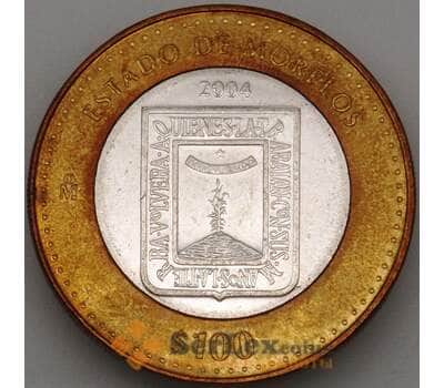 Монета Мексика 100 песо 2004 КМ746 aUNC Серебро Морелос (n17.19) арт. 19043