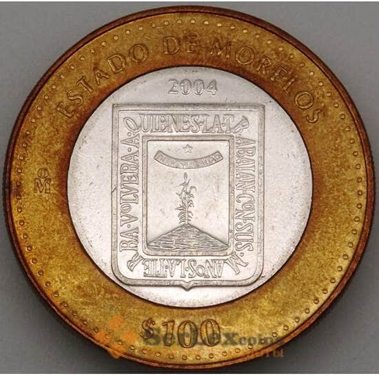 Мексика 100 песо 2004 КМ746 aUNC Серебро Морелос (n17.19) арт. 19043