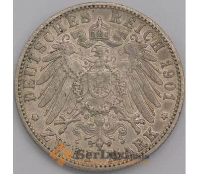 Германия Вюртемберг монета 2 марки 1901 КМ631 XF арт. 42298
