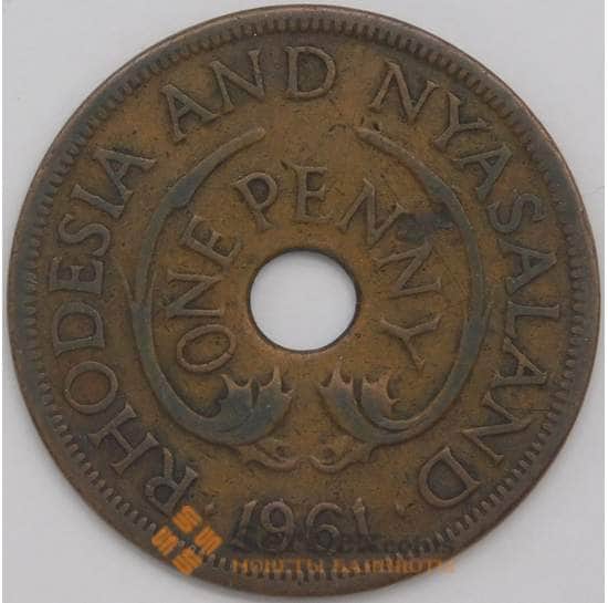 Родезия и Ньясаленд монета 1 пенни 1961 КМ2 VF арт. 41239