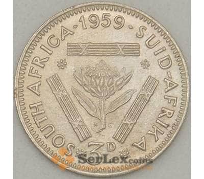 Монета Южная Африка ЮАР 3 пенса 1959 КМ47 UNC Серебро (J05.19) арт. 18221