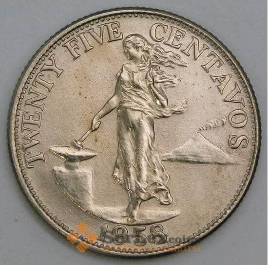 Филиппины 25 сентаво 1958 КМ189 aUNC арт. 56206
