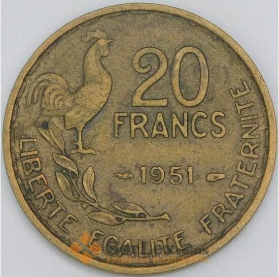 Франция 20 франков 1951 КМ917.1 VF арт. 56980 Франция 20 франков 1951 КМ917.1 VF арт. 56980
