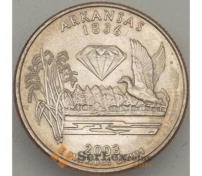 Монета США 25 центов 2003 P КМ347 UNC Арканзас (J05.19) арт. 18180