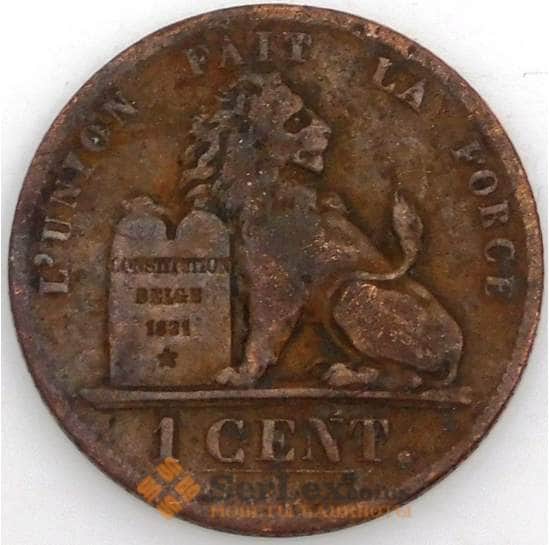 Бельгия монета 1 сантим 1859 КМ1.2 VF с чертой арт. 47121