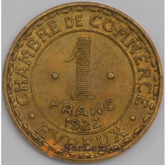 Франция Евре монета 1 франк 1922 aUNC арт. 43417