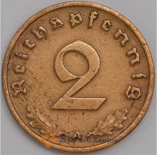 Германия монета 2 рейхспфеннига 1938 А КМ90 XF арт. 43445
