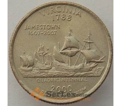 Монета США 25 центов 2000 P КМ309 aUNC Виргиния арт. 15446