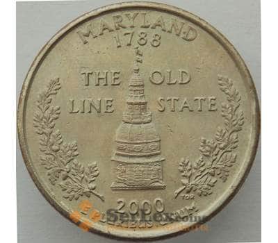 Монета США 25 центов 2000 P КМ306 aUNC Мэриленд арт. 15425