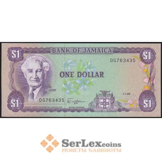 Ямайка банкнота 1 доллар 1989 Р68Ас UNC арт. 48174