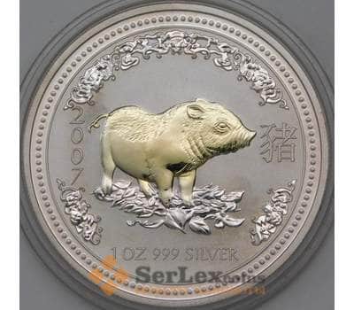 Монета Австралия 1 доллар 2007 Proof Год Свиньи позолота, недочеты арт. 30512