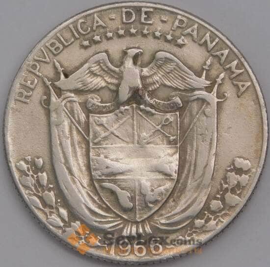 Панама монета 1/4 бальбоа 1966 КМ11.2а VF арт. 41324