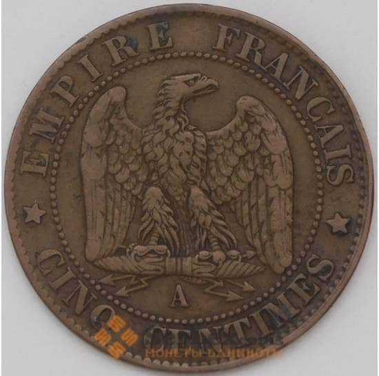 Франция 5 сантимов 1861 А КМ797 XF арт. 22736