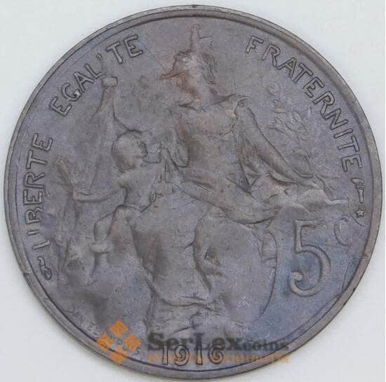 Франция 5 сантимов 1916 КМ842 VF арт. 57020