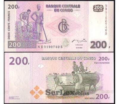 Банкнота Конго 200 Франков 2007 UNC №99 арт. В00868