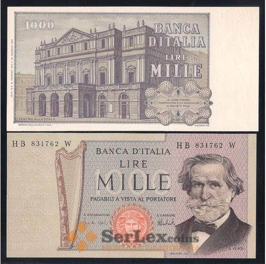 Италия банкнота 1000 лир 1973 (1969) Р101с UNC Верди арт. 42543