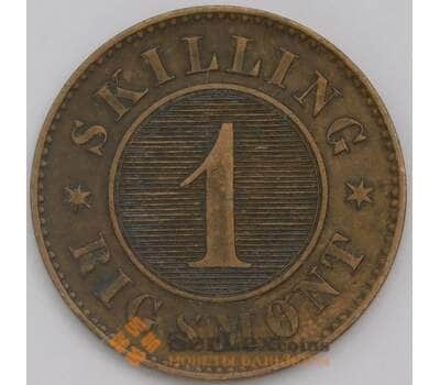 Монета Дания 1 скиллинг ригсмёнт 1856 КМ763 XF арт. 38919