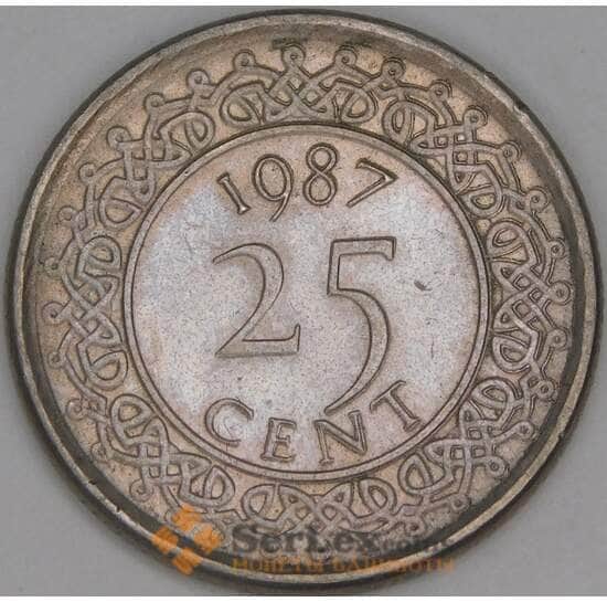 Суринам 25 центов 1987 КМ14а UNC арт. 52912