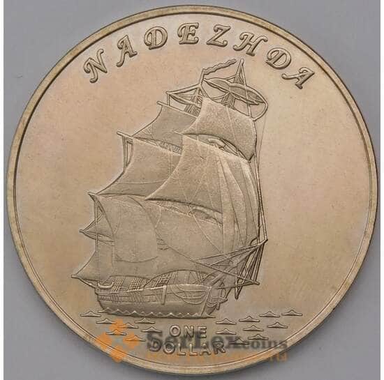 Гилберта острова (Кирибати) 1 доллар 2015 Корабль парусник NADEZHDA арт. 36988