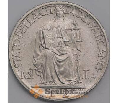 Ватикан монета 2 лиры 1942 КМ36 aUNC арт. 42444