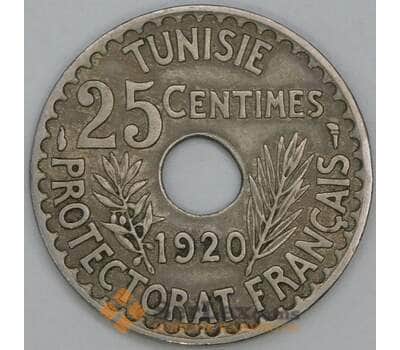 Тунис 25 сантимов 1920 КМ244 XF арт. 55232