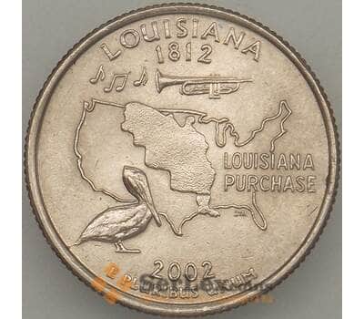 Монета США 25 центов 2002 P КМ333 XF Луизиана арт. 18907