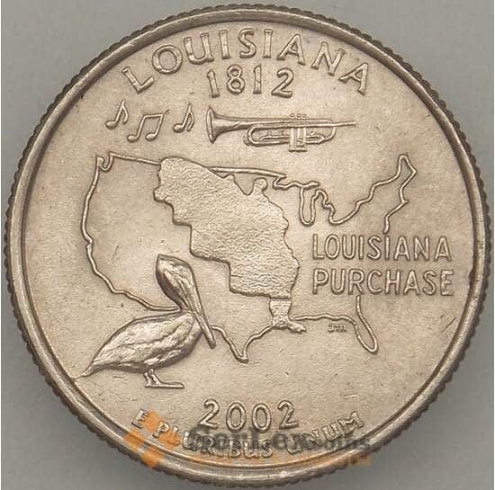 США 25 центов 2002 P КМ333 XF Луизиана арт. 18907