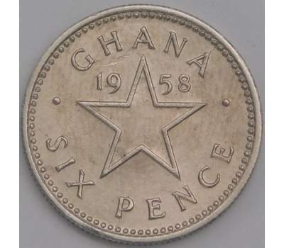 Гана монета 6 пенсов 1958 КМ4 AU арт. 43491