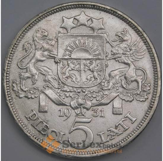 Латвия монета 5 лат 1931 КМ9 AU арт. 43548