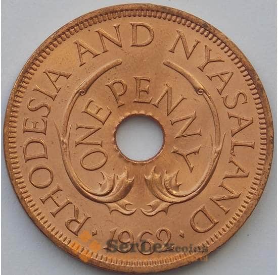 Родезия и Ньясаленд 1 пенни 1962 КМ2 UNC (J05.19) арт. 16961