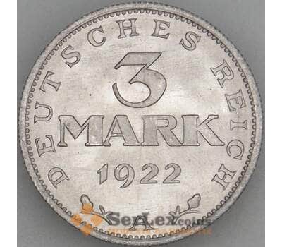 Монета Германия 3 марки 1922 А КМ28 UNC Блеск (J05.19) арт. 18612
