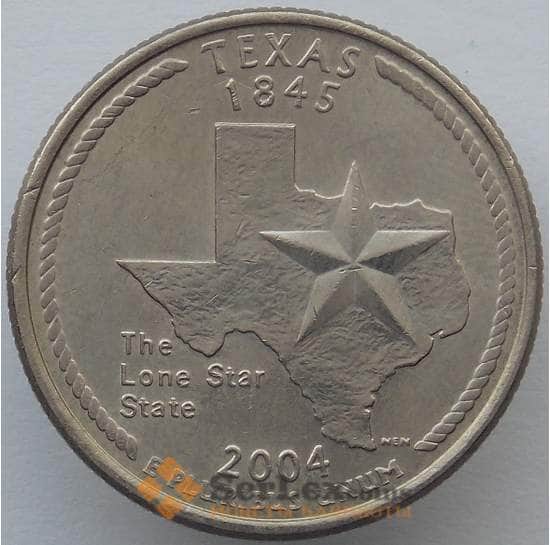 США 25 центов 2004 P КМ357 aUNC Техас (J05.19) арт. 18007