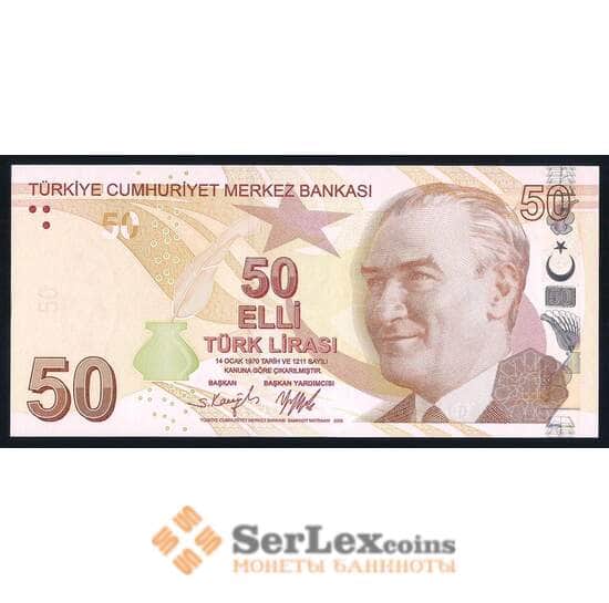 Турция 50 лир 2009 (2022) Р225е UNC арт. 52283