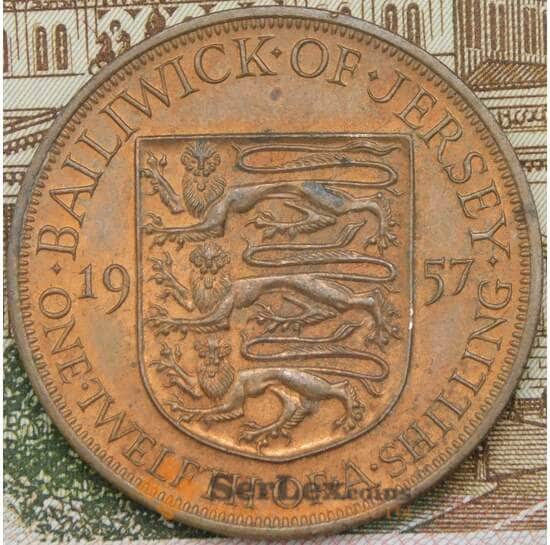 Джерси 1/12 шиллинга 1957 КМ21 aUNC  арт. 38466