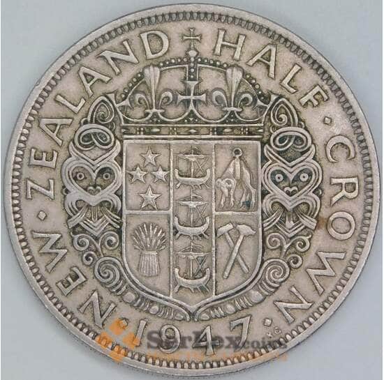Новая Зеландия 1/2 кроны 1947 КМ11а VF арт. 6591