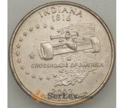 Монета США 25 центов 2002 P КМ334 XF Индиана арт. 18911