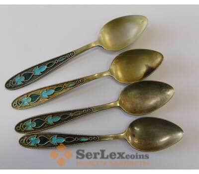Ложки чайные 4 шт. серебро 875 эмаль 60 гр. арт. 37626