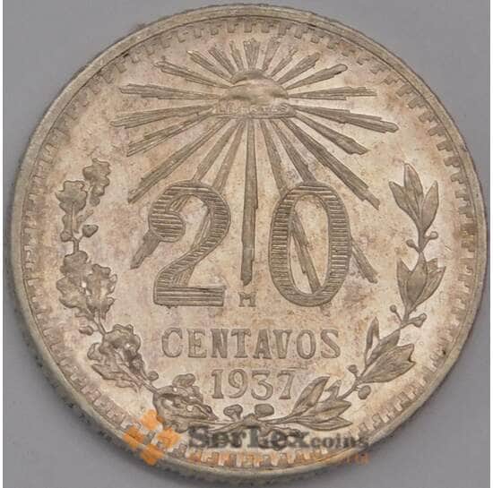 Мексика 20 сентаво 1937 КМ438 XF арт. 40998