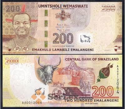 Свазиленд банкнота 200 эмалангени 2017 Р43 UNC  арт. 42474