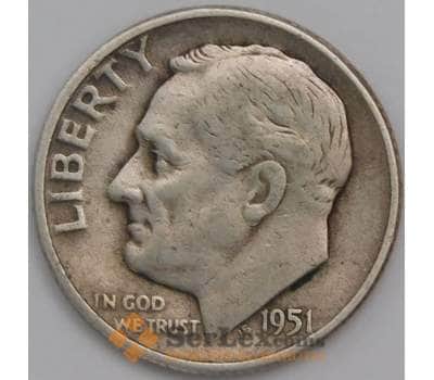 Монета США дайм 10 центов 1951 КМ195 VF арт. 39878