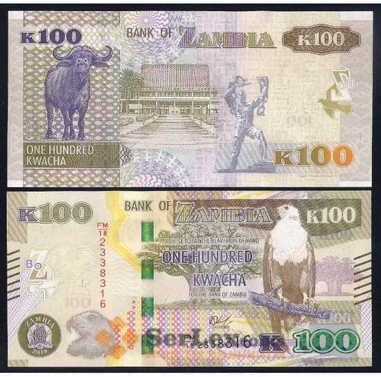 Замбия банкнота 100 квача 2018 Р61 UNC  арт. 42513